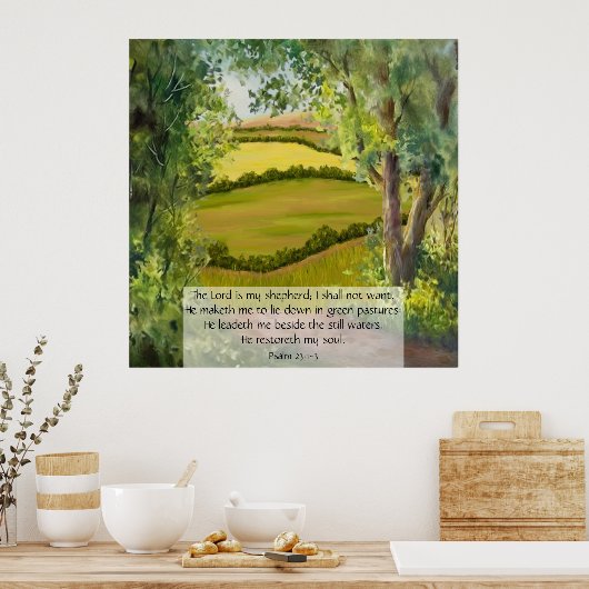 Psalm 23:1-3 poster (Keuken)