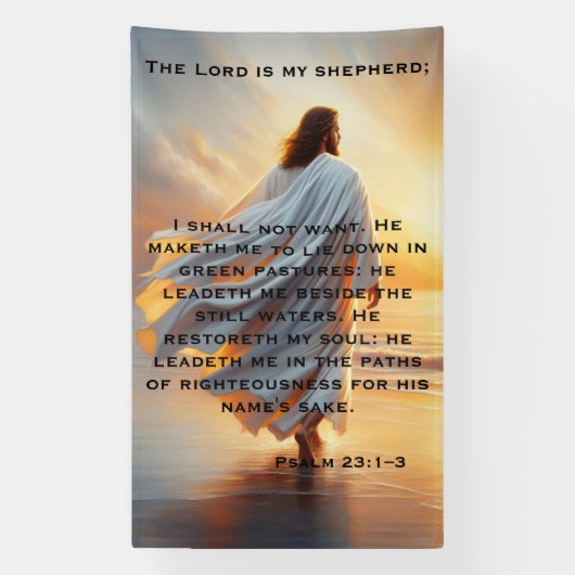 Psalm 23:1–3 Tranquil Walk with God Design Spandoek (Verticaal)