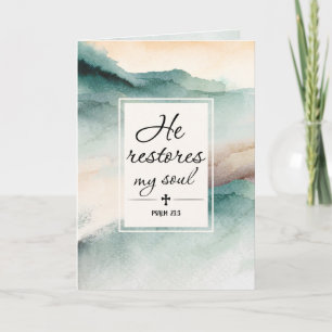 Psalm 23 1-4 Hij herstelt mijn Soul Cross Kaart