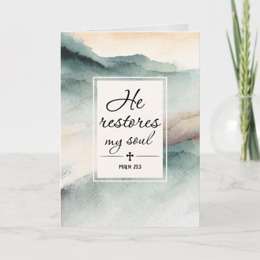 Psalm 23 1-4 Hij herstelt mijn zielenkruis Kaart (Voorkant)