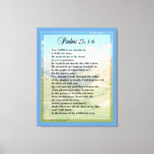 Psalm 23:1-6 Manuscript Druk Canvas Afdruk
