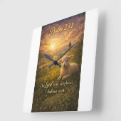 Psalm 23:1 Bible Christian Lamb Wall Clock Vierkante Klok (Hoek)