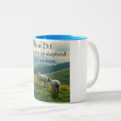 Psalm 23:1 Bible Verse Coffee Mug  Tweekleurige Koffiemok (Voorkant rechts)