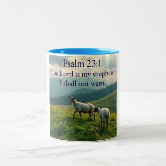 Psalm 23:1 Bible Verse Coffee Mug  Tweekleurige Koffiemok (Center)