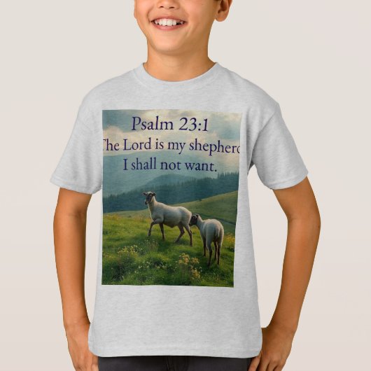 Psalm 23:1 Bible Verse Kid's Tee Shirt (Voorkant)
