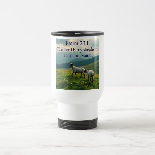 Psalm 23:1 Bible Verse Travel Mug Reisbeker (Center)
