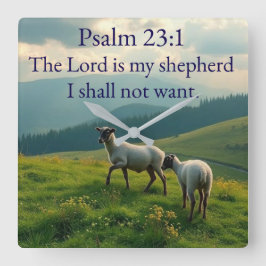 Psalm 23:1 Bible Verse Wall Clock Vierkante Klok