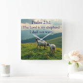 Psalm 23:1 Bible Verse Wall Clock Vierkante Klok (Huis)
