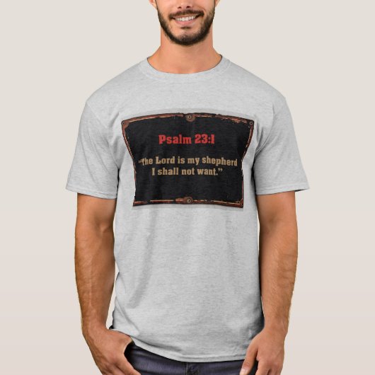 Psalm 23:1 Bijbeltekst Heren T-shirt (Voorkant)