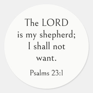 Psalm 23:1 Bijbelvers, Bemoedigende Schriftuur,  Ronde Sticker
