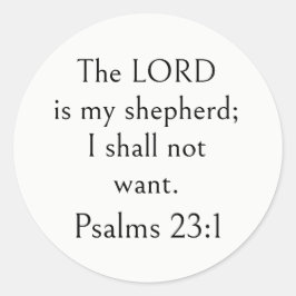 Psalm 23:1 Bijbelvers, Bemoedigende Schriftuur, Ronde Sticker