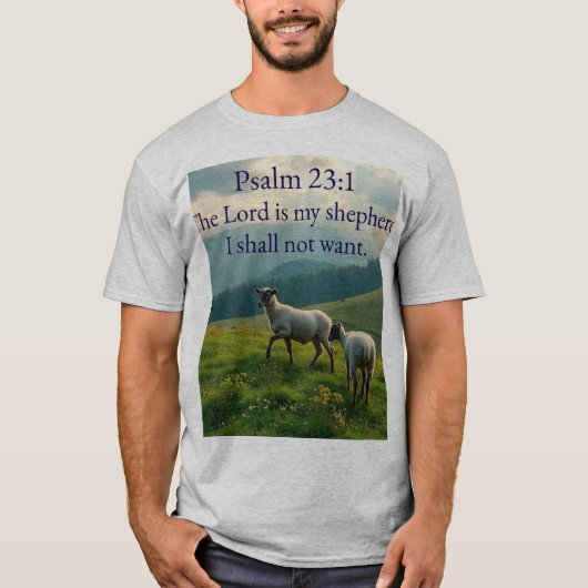 Psalm 23:1 Bijbelvers Heren T-shirt (Voorkant)