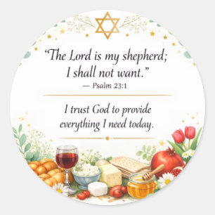 Psalm 23:1 Bijbelvers, Messiaanse Joodse Decoratie Ronde Sticker