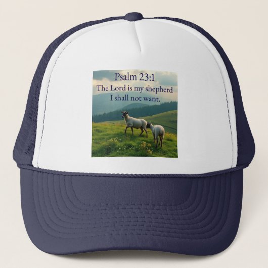 Psalm 23:1 Bijbelvers Trucker Hoed Pet (Voorkant)