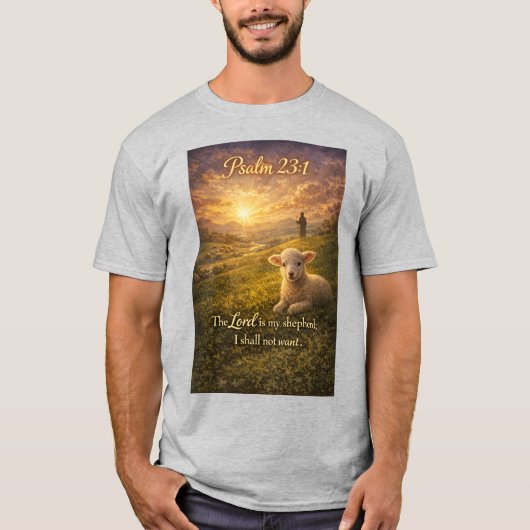 Psalm 23:1 Christelijk Lam Heren T-shirt (Voorkant)