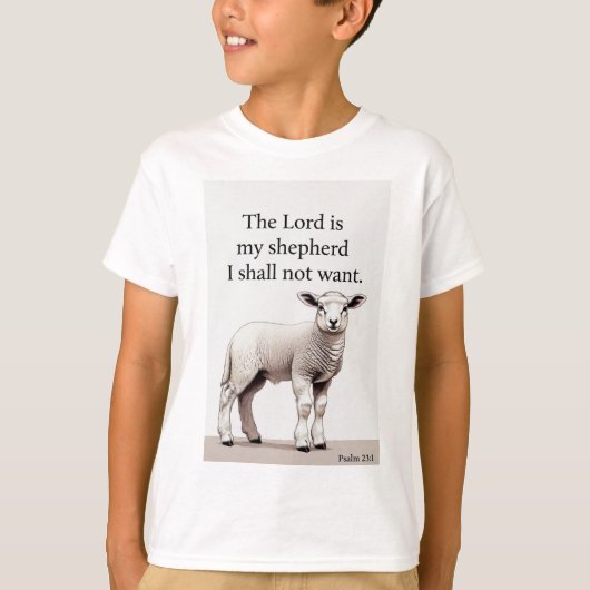 Psalm 23:1 Christelijk Lam Kind T-shirt (Voorkant)