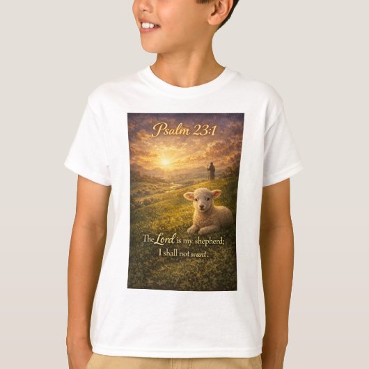 Psalm 23:1 Christelijk Lam Kind T-shirt (Voorkant)