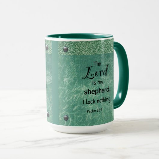 Psalm 23:1 Christelijke typografie ontwerp Mok (Voorkant rechts)