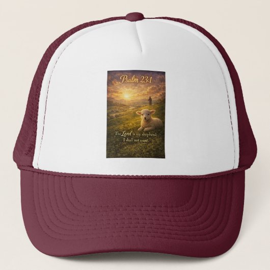 Psalm 23:1 Christian Lamb Trucker Hat Pet (Voorkant)