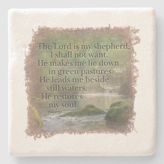 PSALM 23:1- Coaster Stenen Onderzetter (Voorkant)