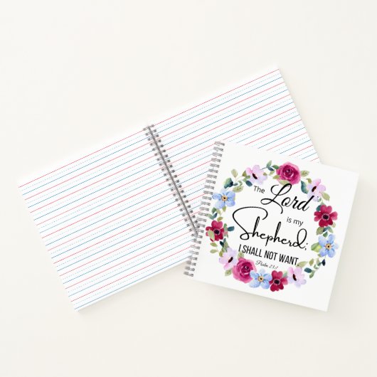 Psalm 23:1 De Heer is mijn Herder Bloemenbijbel Notitieboek (Binnen)