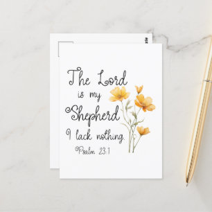 Psalm 23:1 De Heer is mijn herder, gele bloem Briefkaart