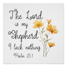 Psalm 23:1 De Heer is mijn herder, gele bloem