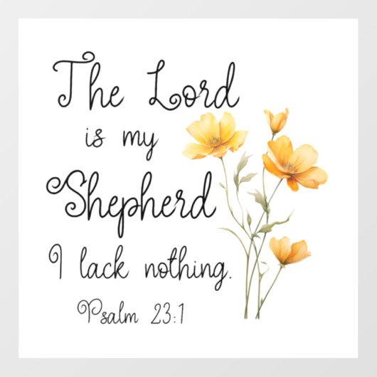 Psalm 23:1 De Heer is mijn herder, gele bloem Raamsticker (Vel)