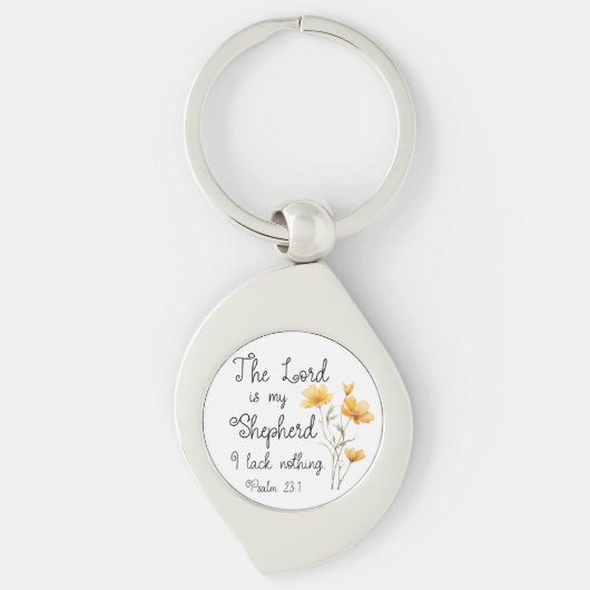 Psalm 23:1 De Heer is mijn herder, gele bloem Sleutelhanger (Voorkant)