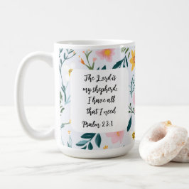 Psalm 23:1 Floral Coffee Mug Koffiemok