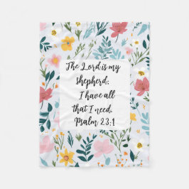 Psalm 23:1 Floral Fleece Blanket Deken