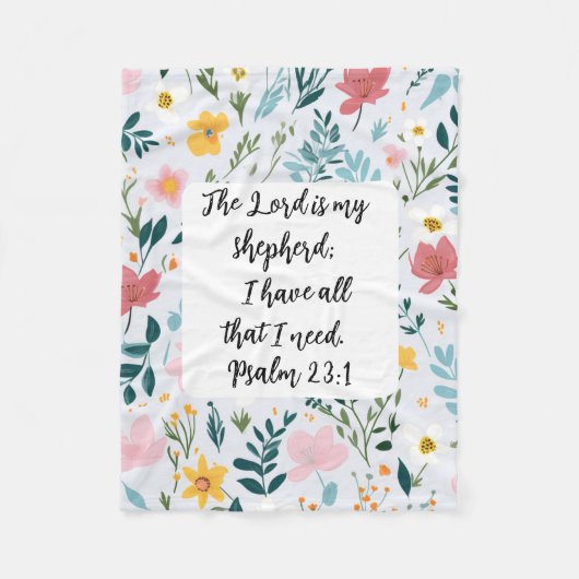 Psalm 23:1 Floral Fleece Blanket Deken (Voorkant)