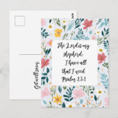 Psalm 23:1 Floral Greeting Card Briefkaart (Voorkant / Achterkant)