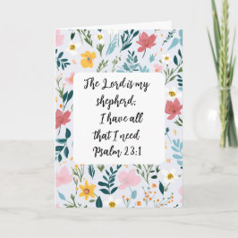 Psalm 23:1 Floral Greeting Card Kaart