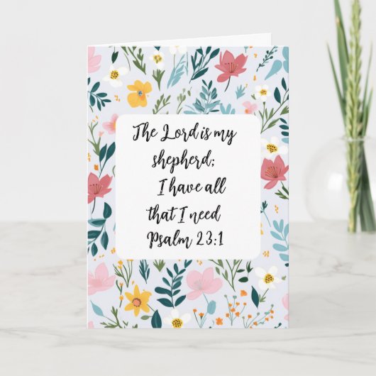 Psalm 23:1 Floral Greeting Card Kaart (Voorkant)