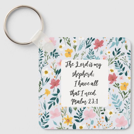Psalm 23:1 Floral Keychain (Voorkant)