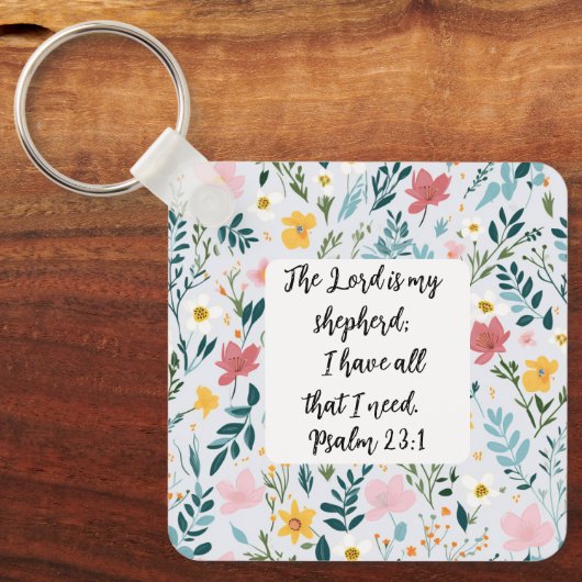 Psalm 23:1 Floral Keychain (Voorkant)