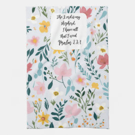Psalm 23:1 Floral Kitchen Towels Theedoek