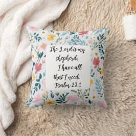Psalm 23:1 Floral Throw Pillow Kussen