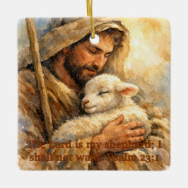 Psalm 23:1 Goede Herder vierkante kerstbal Keramisch Ornament