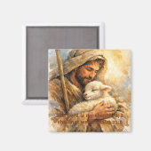 Psalm 23:1 Good Shepherd Square Ornament Magneet (Voorkant / Achterkant)