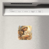 Psalm 23:1 Good Shepherd Square Ornament Magneet (Insitu (Vaatwasser))