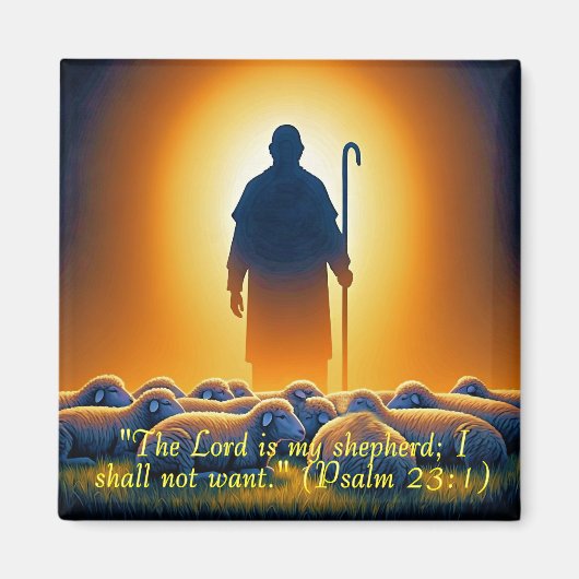 Psalm 23:1 Heer als Herder Vierkante Magneet (Voorkant)