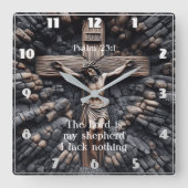 Psalm 23:1 Het geloof gegraveerd Vierkante Klok (Voorkant)