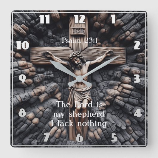 Psalm 23:1 Het geloof gegraveerd Vierkante Klok (Voorkant)
