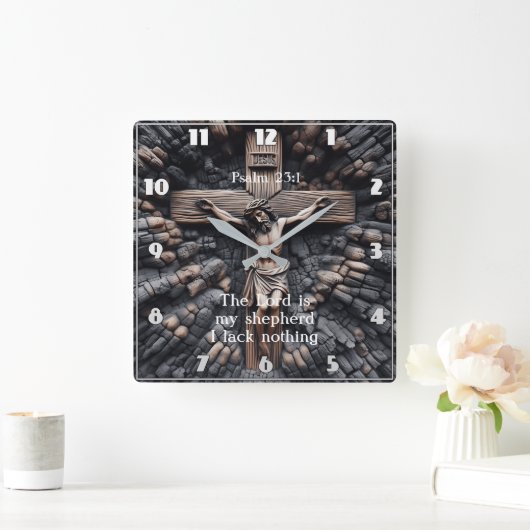 Psalm 23:1 Het geloof gegraveerd Vierkante Klok (Huis)