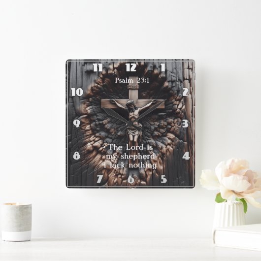 Psalm 23:1 Het licht van de herder Vierkante Klok (Huis)
