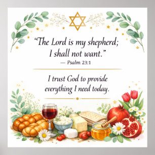 Psalm 23:1 Huisdecoratie, Messiaans Joods Geschenk Poster