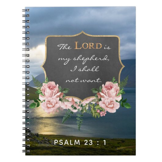 Psalm 23 : 1 Inspirerend Bijbelverse - Notitieboek (Voorkant)