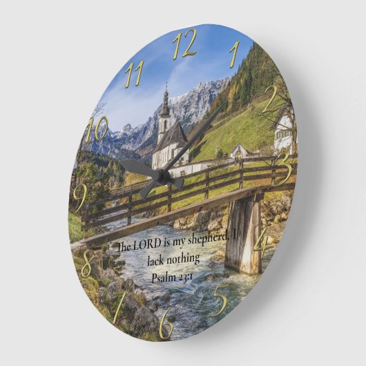 Psalm 23:1 kerk bij de monding met rivier grote klok (Hoek)